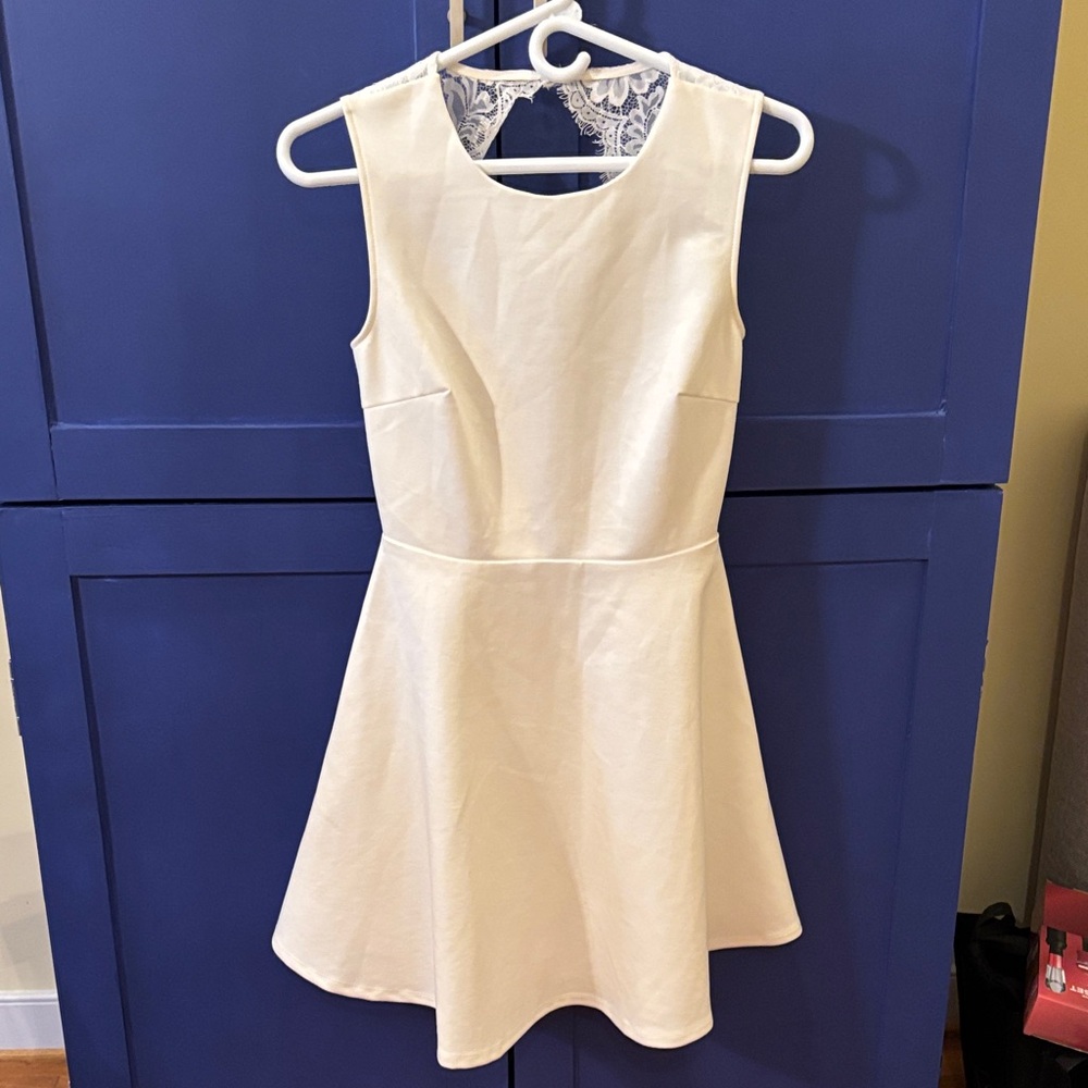 Lulu's Need You Close White Lace Backless Skater Dress